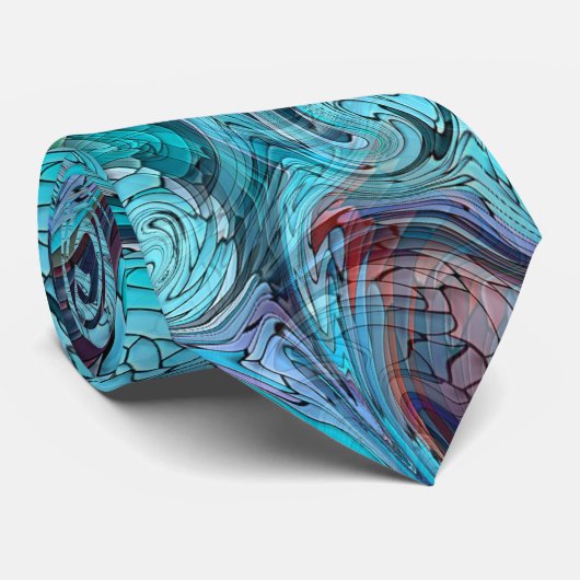 Kleurrijke Abstracte mozaïekdraak of zeemeerminnen Stropdas (Opgerold)