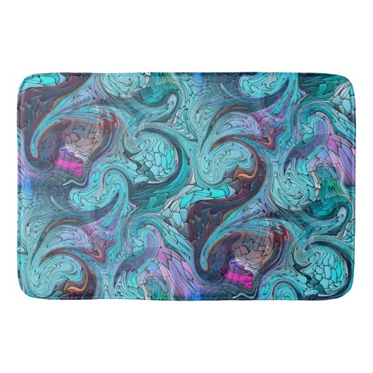 Kleurrijke Abstracte mozaïekzeemeermin of drakensc Badmat (Voorkant)