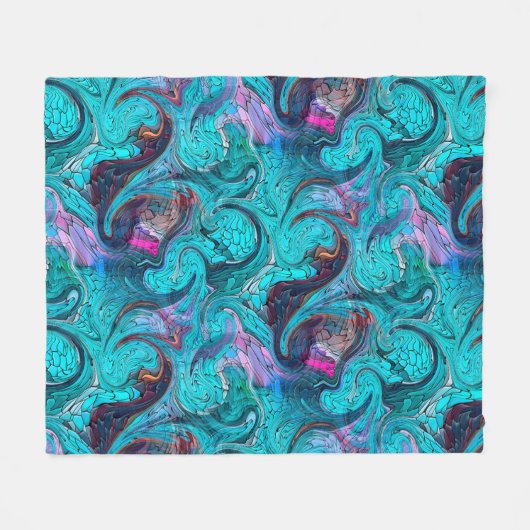 Kleurrijke Abstracte mozaïekzeemeermin of drakensc Fleece Deken (Voorkant (Horizontaal))