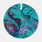 Kleurrijke Abstracte mozaïekzeemeermin of drakensc Glas Ornament (Achterkant)