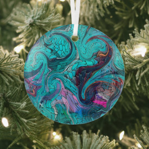 Kleurrijke Abstracte mozaïekzeemeermin of drakensc Glas Ornament