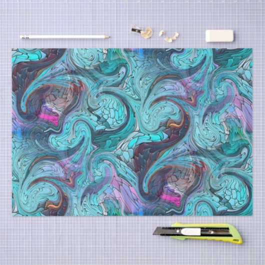 Kleurrijke Abstracte mozaïekzeemeermin of drakensc Tissuepapier (Craft)