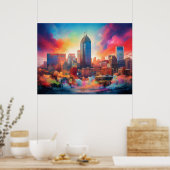 Kleurrijke Abstracte Muur Kunstprint van Indianapo Poster (Keuken)