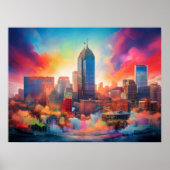 Kleurrijke Abstracte Muur Kunstprint van Indianapo Poster (Voorkant)