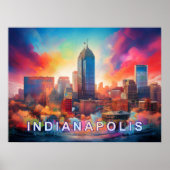 Kleurrijke Abstracte Muur Kunstprint van Indianapo Poster (Voorkant)