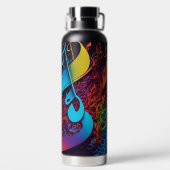 Kleurrijke Abstracte muzieknoten Waterfles (Achterkant)