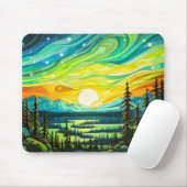 Kleurrijke Abstracte noorderlicht illustratie Muismat (Met muis)