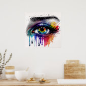Kleurrijke Abstracte ogen Poster (Keuken)