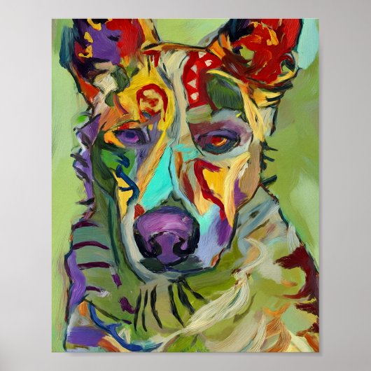Kleurrijke Abstracte Olieverfschildering van een D Poster (Voorkant)