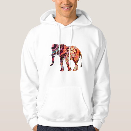 Kleurrijke abstracte olifant hoodie (Voorkant)