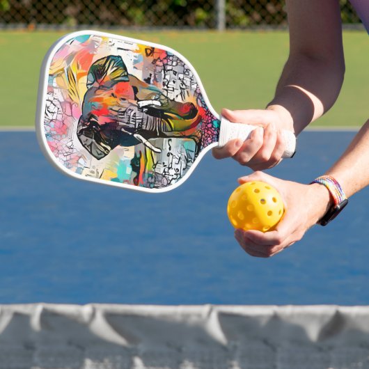 Kleurrijke Abstracte olifant Pickleball Paddle (Insitu)
