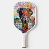 Kleurrijke Abstracte olifant Pickleball Paddle (Achterkant)