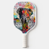 Kleurrijke Abstracte olifant Pickleball Paddle (Voorkant)