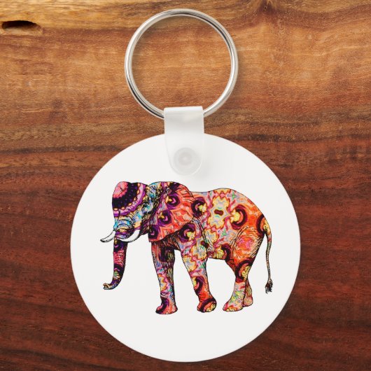 Kleurrijke abstracte olifant sleutelhanger (Voorkant)