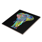 Kleurrijke abstracte olifant tegeltje (Zijkant)