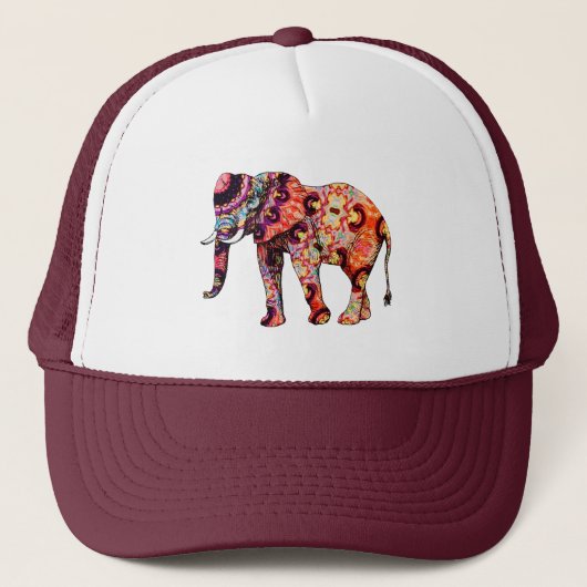 Kleurrijke abstracte olifant trucker pet (Voorkant)