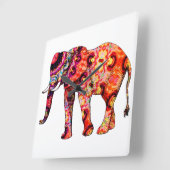 Kleurrijke abstracte olifant vierkante klok (Hoek)