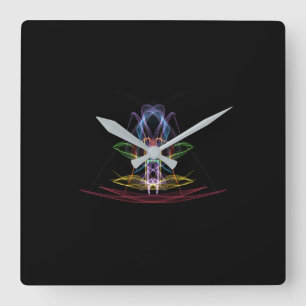 Kleurrijke, abstracte ontwerpwandklok vierkante klok