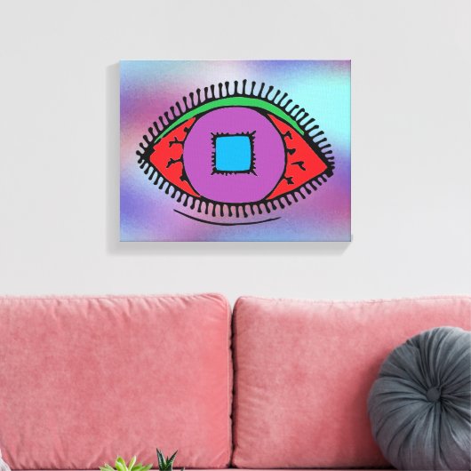Kleurrijke Abstracte oogtekening Canvas Afdruk (Insitu (Woonkamer))