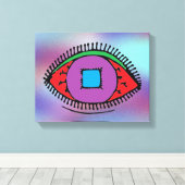 Kleurrijke Abstracte oogtekening Canvas Afdruk (Insitu (Houten vloer))