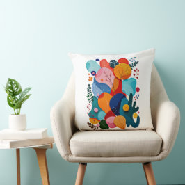 Kleurrijke Abstracte Organische Vormen Boho Bloemm Kussen