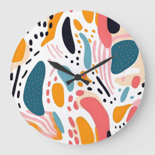 Kleurrijke Abstracte Organische Vormen Boho Patroo Grote Klok