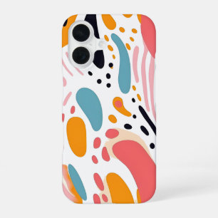 Kleurrijke Abstracte Organische Vormen Boho Patroo iPhone 16 Hoesje
