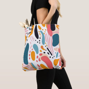 Kleurrijke Abstracte Organische Vormen Boho Patroo Tote Bag