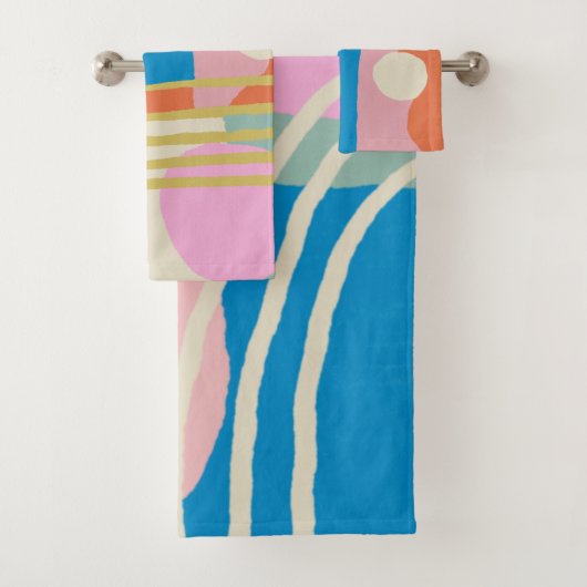 Kleurrijke Abstracte organische vormen Lines Boho  Bad Handdoek (Insitu)