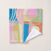 Kleurrijke Abstracte organische vormen Lines Boho  Bad Handdoek (Wasdoekje)