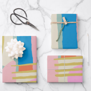 Kleurrijke Abstracte organische vormen Lines Boho Inpakpapier Vel