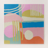 Kleurrijke Abstracte organische vormen Lines Boho  Legpuzzel (Horizontaal)