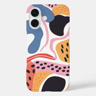 Kleurrijke Abstracte Organische Vormen Modern Patr iPhone 16 Hoesje