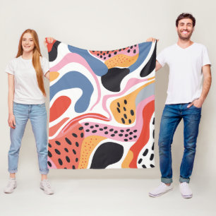 Kleurrijke Abstracte Organische Vormen Modern Patr Fleece Deken