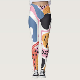 Kleurrijke Abstracte Organische Vormen Modern Patr Leggings