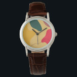 Kleurrijke abstracte organische vormen moderne ach horloge<br><div class="desc">Geel,  rood en groen,  organische vormen moderne abstracte achtergronden. Facultatief monogram.</div>