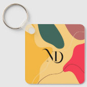 Kleurrijke abstracte organische vormen moderne ach sleutelhanger (Voorkant)
