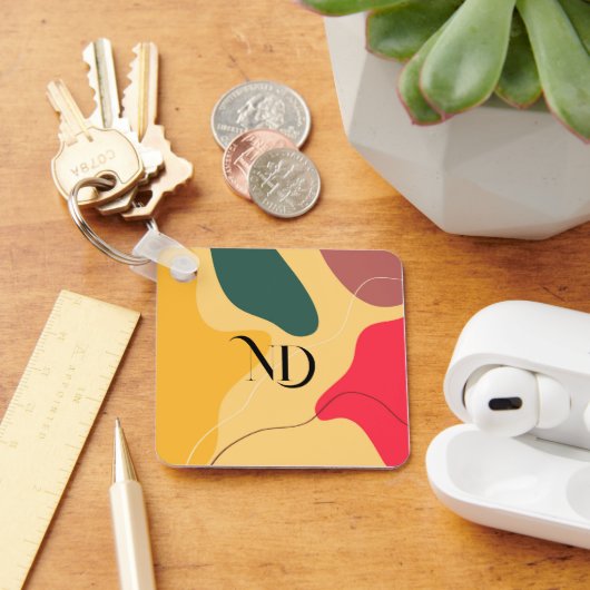 Kleurrijke abstracte organische vormen moderne ach sleutelhanger (Bureau)