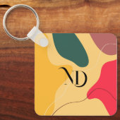 Kleurrijke abstracte organische vormen moderne ach sleutelhanger (Voorkant)