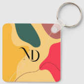 Kleurrijke abstracte organische vormen moderne ach sleutelhanger (Achterkant)