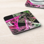 Kleurrijke Abstracte origami Bier Onderzetter (Linkerzijde)