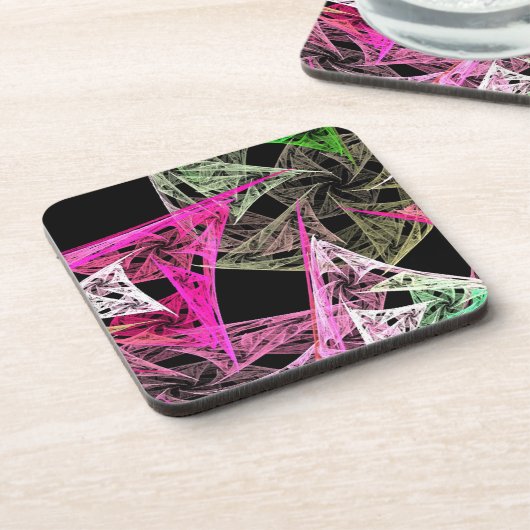 Kleurrijke Abstracte origami Bier Onderzetter (Linkerzijde)