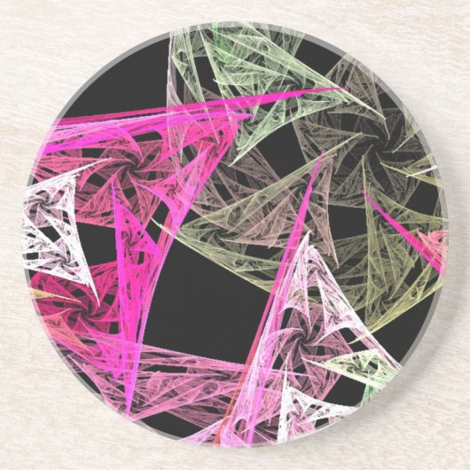 Kleurrijke Abstracte origami Zandsteen Onderzetter (Voorkant)