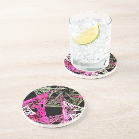 Kleurrijke Abstracte origami Zandsteen Onderzetter (Zijkant)