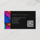 Kleurrijke Abstracte Paarse blauwe roze zwarte QR- Visitekaartje (Achterkant)