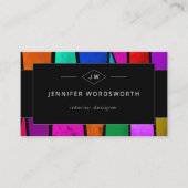 Kleurrijke Abstracte Paarse blauwe roze zwarte QR- Visitekaartje (Voorkant)