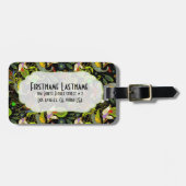 Kleurrijke Abstracte pacocks op zwarte achtergrond Bagagelabel (Voorkant horizontaal)