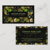 Kleurrijke Abstracte pacocks op zwarte achtergrond Visitekaartje (Voorkant / Achterkant)