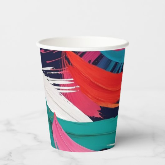 Kleurrijke Abstracte Paint Effect Party Papieren Bekers (Achterkant)