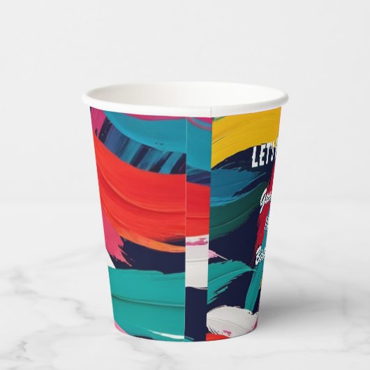 Kleurrijke Abstracte Paint Effect Party Papieren Bekers (Rechts)